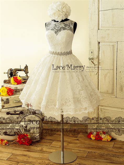 Pin Up Lace Wedding Dress Inspired By 50s With Puffy A Line Skirt