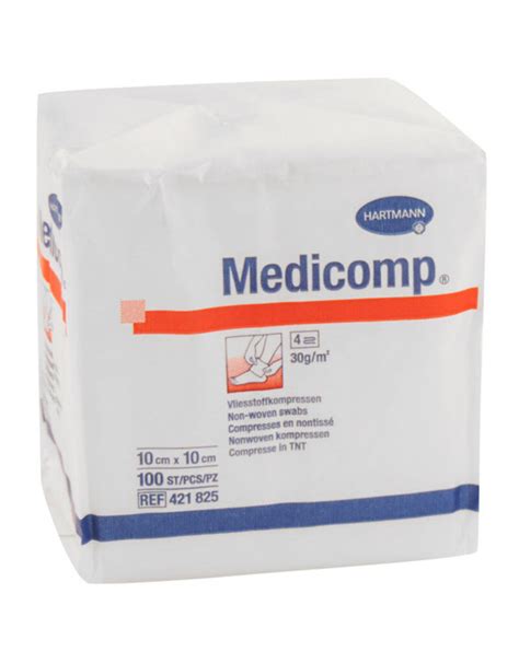 Medicomp Nonwoven Gaaskompres 4 Laags 10x10cm Niet Steriel Per 100st