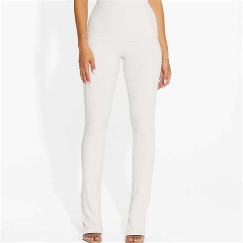 Naked Wardrobe Pants Jumpsuits Naked Wardrobe Extra Ribbed Pants In Cream Poshmark