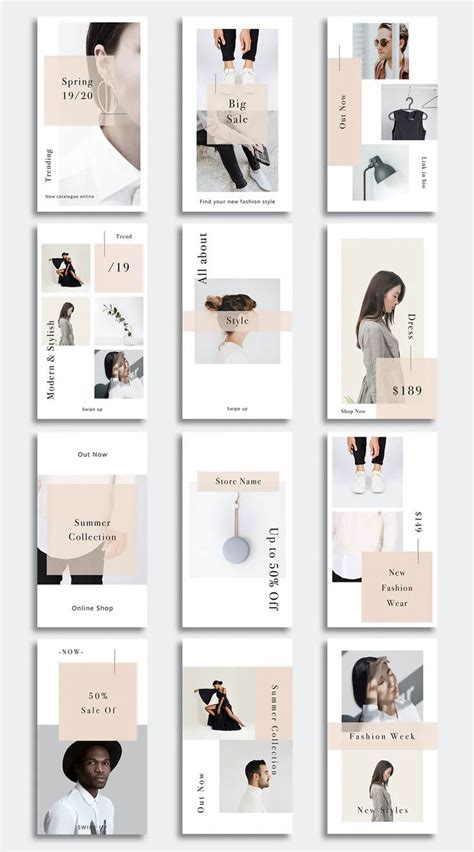 12 Minimalist Creative Instagram Story Templates Design de médias