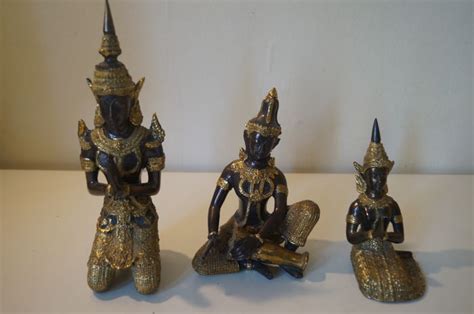 Three Bronze Buddhist Deities Statues Thailand Late Catawiki