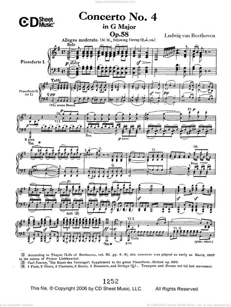 Beethoven Piano Concerto No 4 In G Major Op 58 Sheet Music For Piano Solo