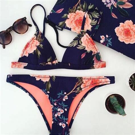 D T Bikini Br Silien Ensemble Rose Fleur Imprimer Maillot De