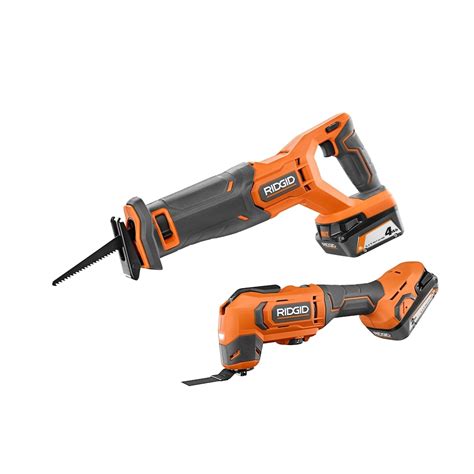 Ridgid 18v Reciprocating Saw And Multi Tool Kit With 20 And 40 Ah