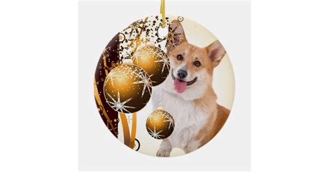 Christmas Red and white Corgi Ceramic Ornament | Zazzle