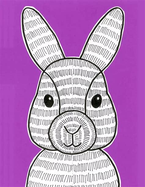 Easy How To Draw A Bunny Tutorial Video And Bunny Coloring Page