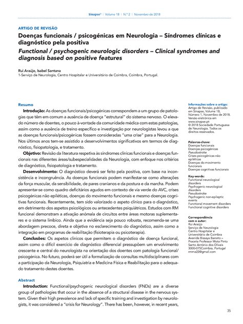 E S Doen As Funcionais Psicog Nicas Em Neurologia S Ndromes File