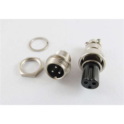 3 Pin 16mm Metal Male Female Thread Panel Connector