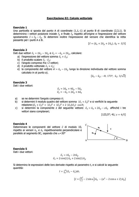 Esercizi Sul Calcolo Vettoriale Fisica PoliMi Studocu