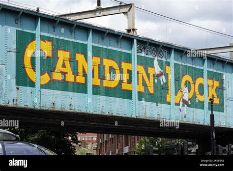 Camden Lock railway bridge over Camden High Street, Camden Town, London ...