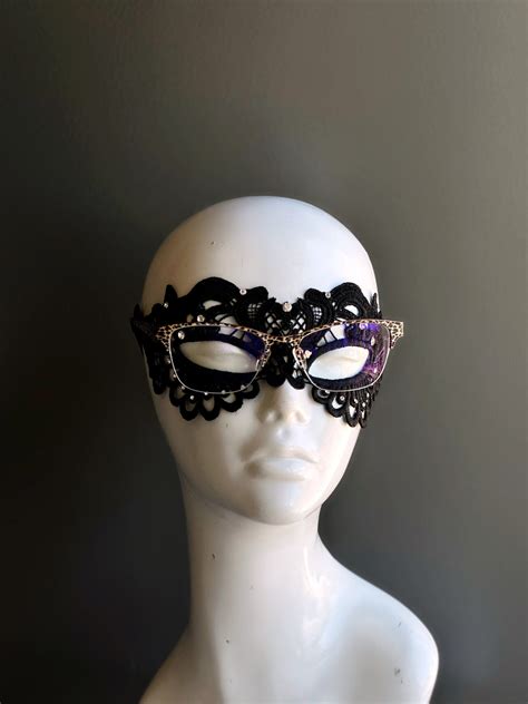 Womens Masquerade Mask Eyeglasses Lace Black Masquerade Store