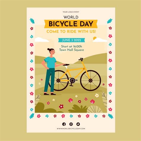 Free Vector Hand Drawn World Bicycle Day Poster