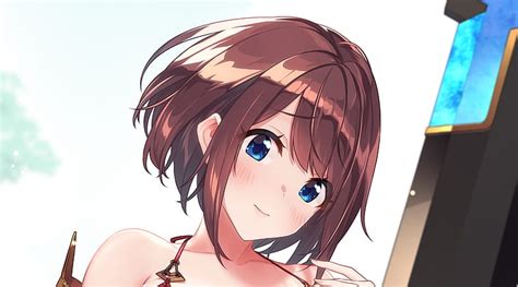 Anime Girl With Brown Hair And Blue Eyes