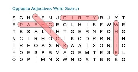 Opposite Adjectives Word Search Puzzle ALL ESL