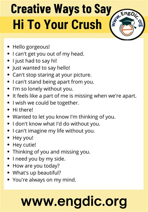 30 Creative Ways To Say Hi To Your Crush EngDic