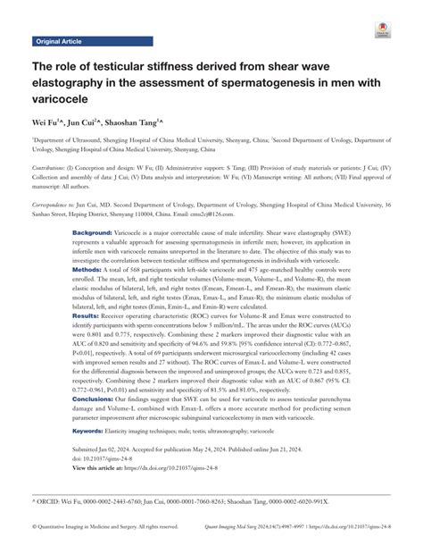 Pdf The Role Of Testicular Stiffness Derived From Shear Wave