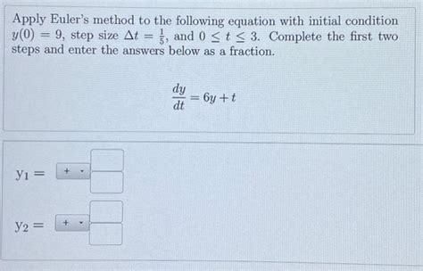 Solved Apply Euler's method to the following equation with | Chegg.com