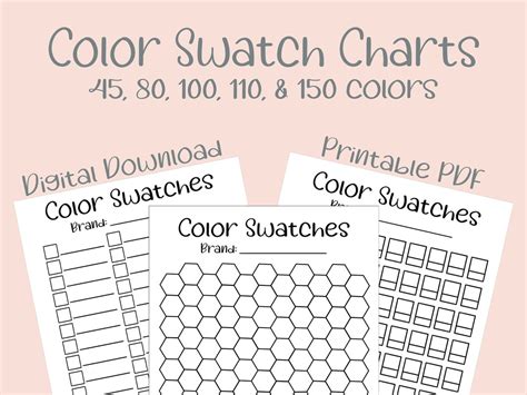 Color Swatch Chart Color Swatch Template DIY Color Swatch Etsy