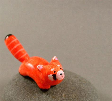 Motion Red Panda Hand Sculpted Miniature Polymer Clay Animal Via