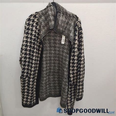 Nwt Max Studio Houndstooth Sweater Coat Sz M