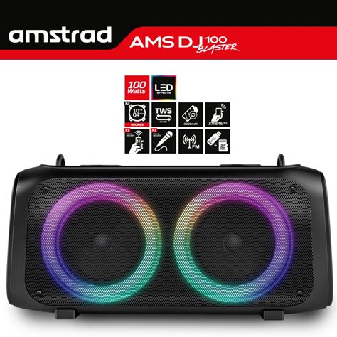 Enceinte DJ Amstrad BLASTER DJ100 4 100W Sur Batterie Effet LED