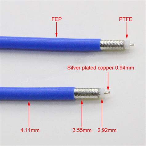 Meter Rg Semi Flexible Coaxial Cable With Blue Fep