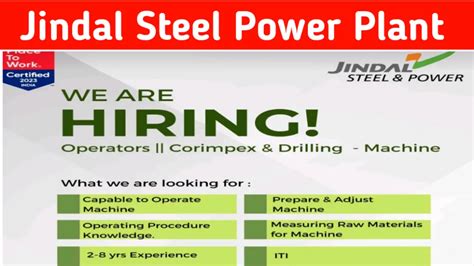 Jindal Steel Power Plant Recruitment Fast Job Iti