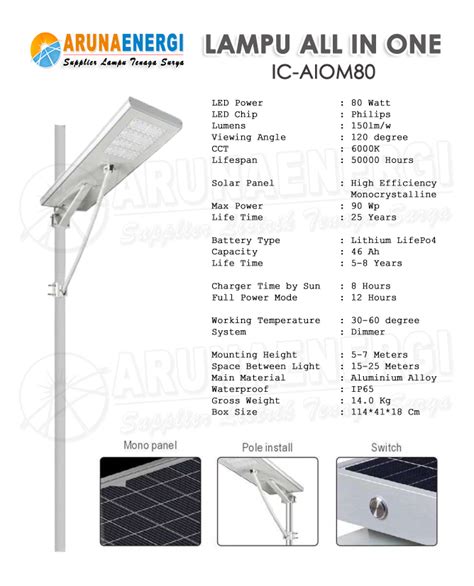 Lampu Pju All In One Watt Aruna Energi