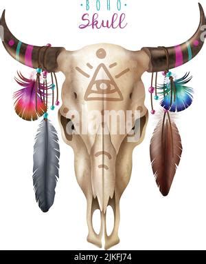 Realistic Set Of Cow Skull And Horns Of Different Shape Isolated On