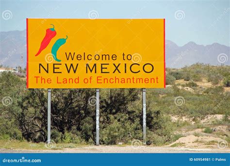 New Mexico Welcome Sign Stock Image Image Of Hill Colorful 60954981