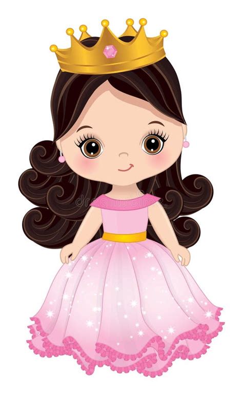 Vector Beautiful Princess In Pink Dress And Crown Stock Vector