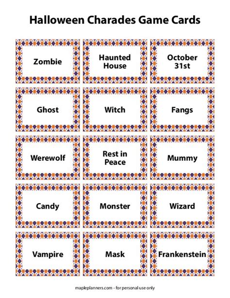 Halloween Charades Free Printable