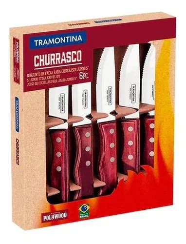 Juego De Cuchillos Jumbo Para Asado Tramontina Churrasco Color Marr N