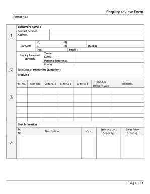 Fillable Online Enquiry Review Form Inpaspages Fax Email Print