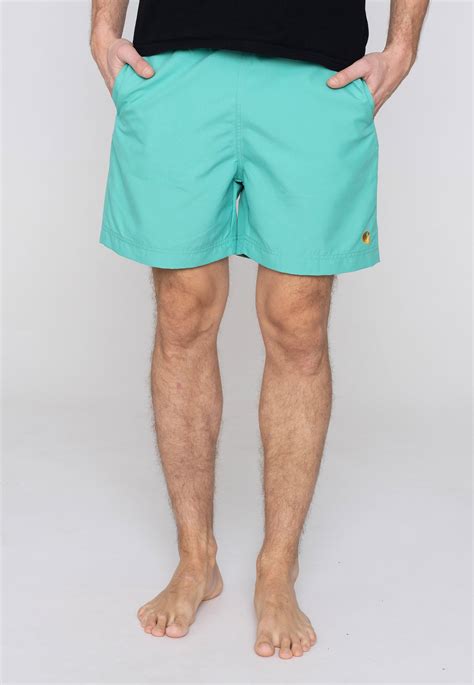 Carhartt Wip Chase Swim Shorts Aqua Green Gold • Pris