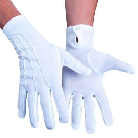 Gants Blancs En Coton Avec Bouton Pression