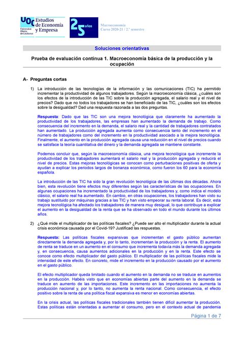 Solución del profesor PEC 1 Macroeconomía Curso 2020 21 2 º