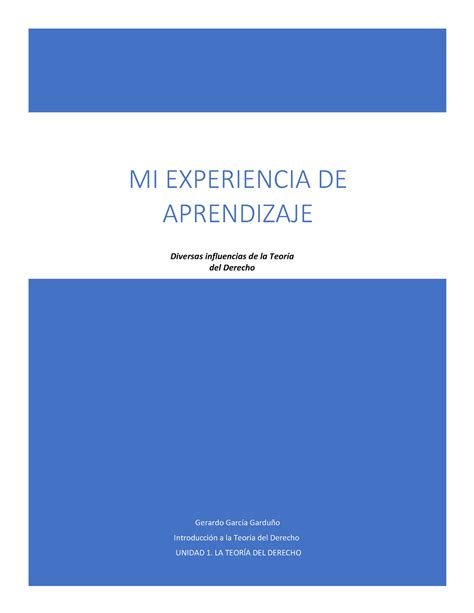 Mi Experiencia De Aprendizaje Itd U Gerardo Garc A Gardu O