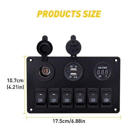 Gang Rocker Switch Panel Usb Car Boat Marine Rv Truck Led V V