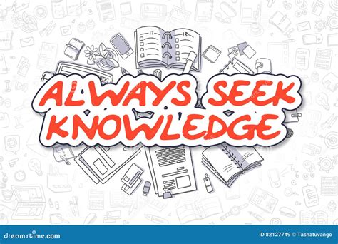 Always Seek Knowledge Doodle Red Word Business Concept Stock