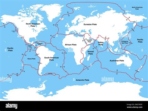 Tectonic Plates On Earths Surface Vector Illustration Stock Vector