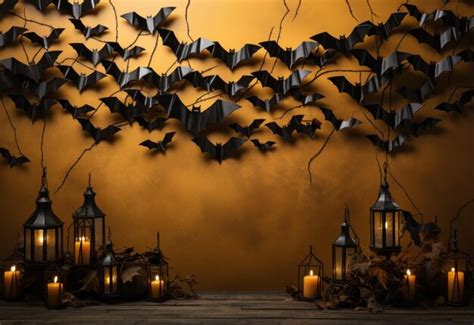 Premium AI Image | halloween_bats_with_orange_background