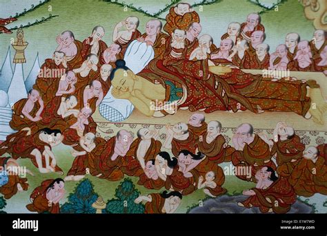 Tod Oder Parinirvana Buddhas Thangka Stockfotografie Alamy