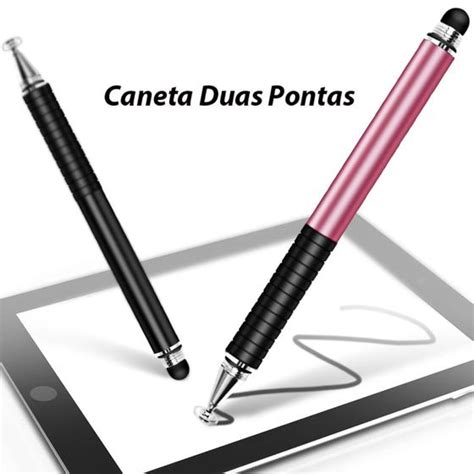 Caneta Touch Screen Metal Ponta Fina Stylus Desenho Em Preto