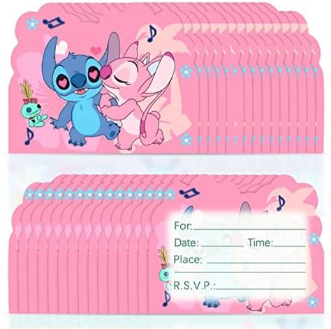 Yisscen Cartes D Invitation Lilo Stitch Pour Enfants 30 Invitations De