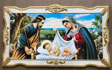 QUADRO CAPEZZALE SACRA FAMIGLIA CORNICE IN LEGNO AVORIO E FOGLIA ORO