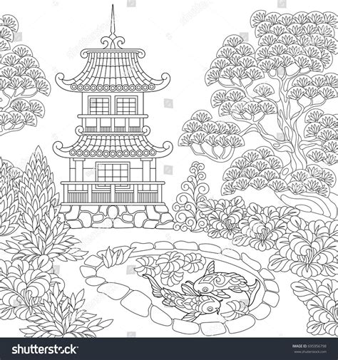 Chinese Temple Sketch at PaintingValley.com | Explore collection of ...