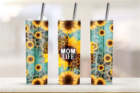 Mom Life Sunflower 20oz Skinny Graphic By Lindesign · Creative Fabrica