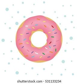 Donut Pink Frosting Sprinkles Vector Illustration Stock Vector Royalty