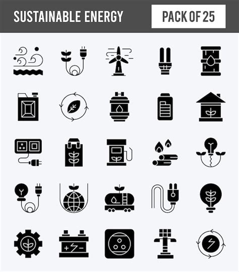 Paquete De Iconos De Glifos De Energ A Sostenible Ilustraci N